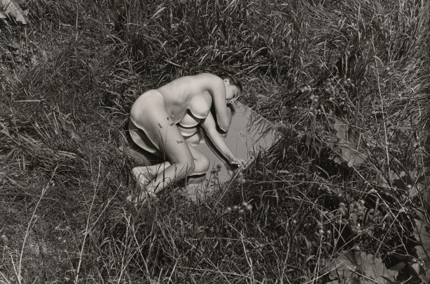 Untitled: Woman Laying On Mirror in the Grass I