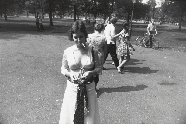Untitled (Woman in a v-cut top with cigarette)